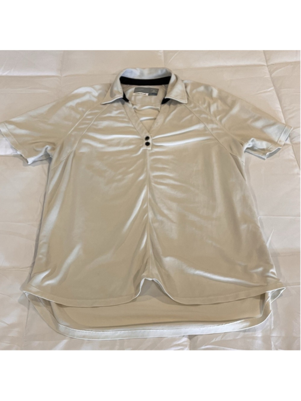 Size L Cutter & Buck Women’s Golf Shirt V-Neck CB Dry Tech Breathable TH